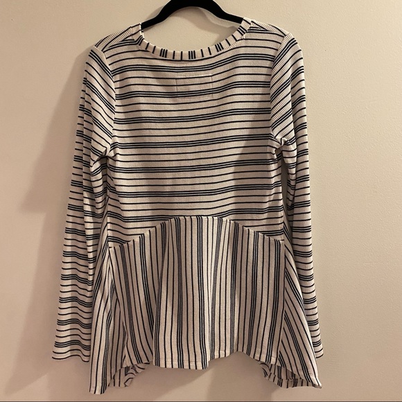 navy + white stripe v neck thermal | maeve - Picture 7 of 8